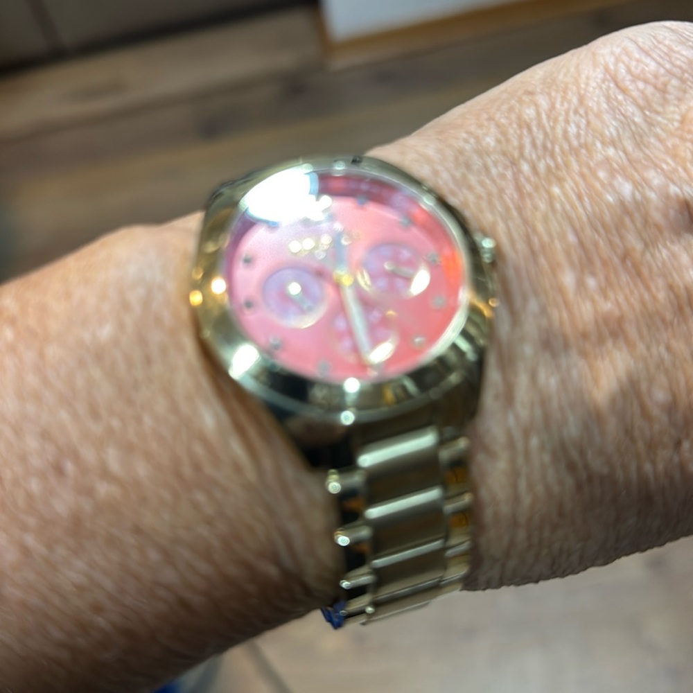 Coach orange unisex watch gold plated with cz